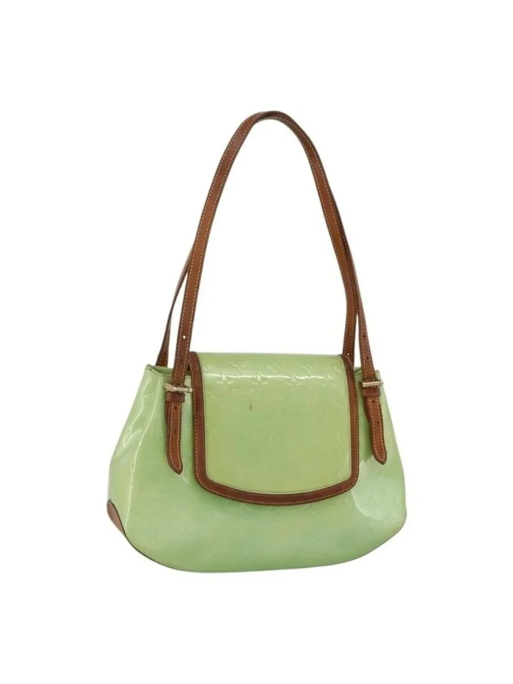 Authentic LOUIS VUITTON Vernis Biscayne Bay GM Shoulder Bag Peppermint M91285